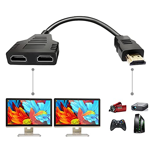 HDMI Splitter Adapter Cable - HDMI Splitter 1 in 2 Out/HDMI Male to Dual HDMI Female 1 to 2 Way for HDMI HD, LED, LCD, TV, Support Two TVs at The Same Time