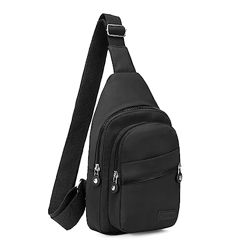 Small Sling Backpack Crossbody Sling Bag, Chest Bag Daypack Fanny Pack Cross Body Bag for Outdoors Hiking Traveling - Black