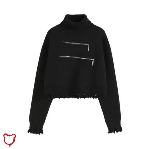 Grunge Turtleneck with Zip, Abyss