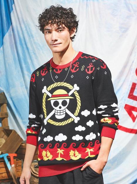 One Piece Straw Hat Jolly Roger Patterned Sweater - BoxLunch Exclusive | BoxLunch