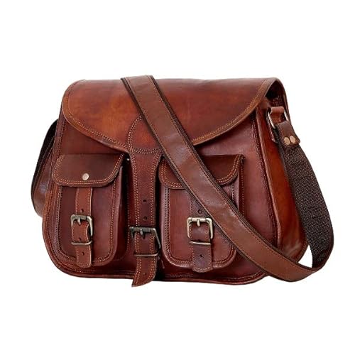 Ruzioon Goat Leather Crossbody Purse Women Shoulder Bag Satchel Ladies Travel Purse Genuine Leather Brown