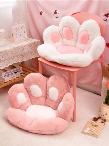 Paw Print Seat Cushion - White / 70x80cm