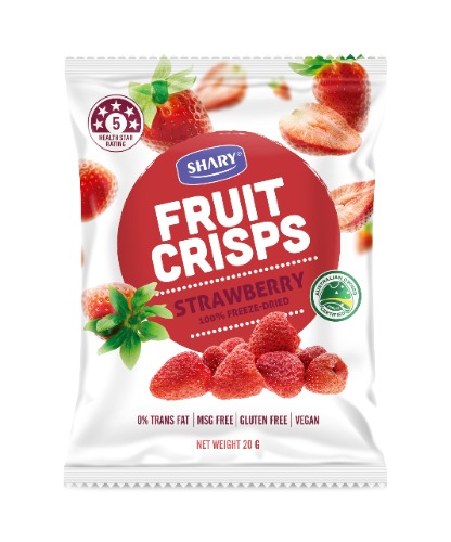 Shary Freeze Dried Strawberry Crisps, 20g - Healthy Snack, 100% Natural, Vegan, Gluten-Free, No Added Sugar, Crunchy & Delicious