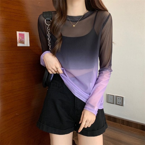 Purple/Green Mesh Gradient T-Shirt - Purple / L