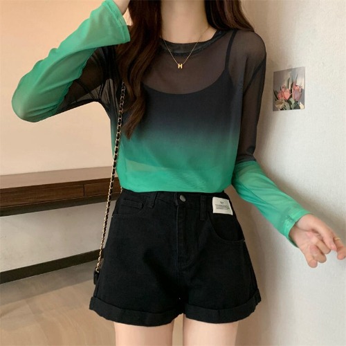 Purple/Green Mesh Gradient T-Shirt - Green / L