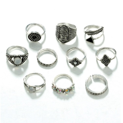 Bohemia 10pcs Ring Set