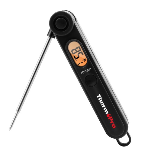 ThermoPro TP03B Black Digital Instant Read Meat Thermometer Kitchen Cooking Food Candy Thermometer with Backlight and Magnet for Oil Deep Fry BBQ Grill Smoker Thermometer - Pitch-black