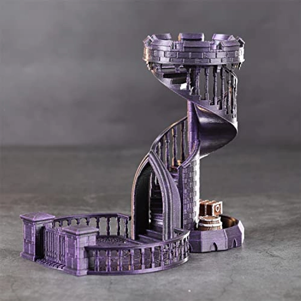 Dice Rolling Tower Handcraft Castle Dice Tower 3D Printing for Tabletop Games, D&D and RPG Games (Metallic Purple Color)