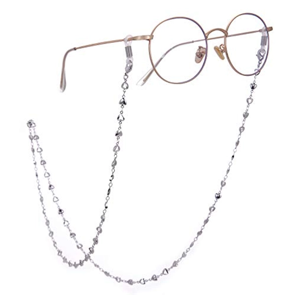 LIKGREAT Retro Eyeglasses Chain Glasses Holder for Women Heart Beaded Glasses Chains Sunglasses Strap Reading Glasses Cords