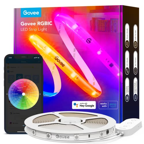 Govee RGBIC Pro LED Strip Lights, 32.8ft Color Changing Smart LED Strips, Works with Alexa and Google, Segmented DIY, Music Sync, WiFi and App Control, LED Lights for Bedroom, Living Room - 32.8ft