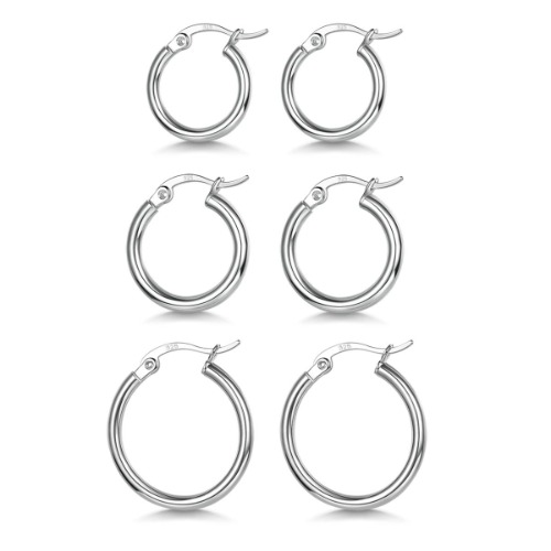 925 Sterling Silver Hoop Earrings Hypoallergenic Small Hoop Earrings White Gold Plated Hoop Earrings for Women Girls (13mm, 15mm, 20mm，25mm,30mm)