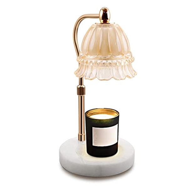 MEETULED Candle Warmer Lamp Candle Wax Warmer Lamp Adjustable Heat & Height Compatible with Small & Large Jar Candles, Champagne Gold