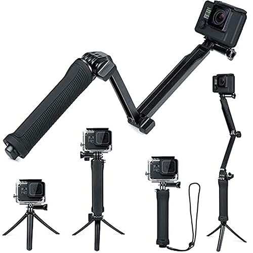 FitStill 3 Way Selfie Tripod Stick Hand Grip for Go Pro 13/12/11/10/9/8/7/6/5/4/3 Black Session Max Mini DJI Action 5Pro 3 4 Action Cameras Detachable Extendable Selfie Stick Pole Accessory