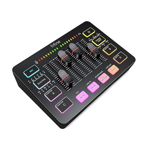 FIFINE Gaming PC Audio Mixer for Streaming, DJ Mixer with Volume Fader, XLR Microphone Interface, Voice Change, Channel Control, Mute, Sound Effect, 48V Phantom Power for Podcast Recording-SC3 - ABS
