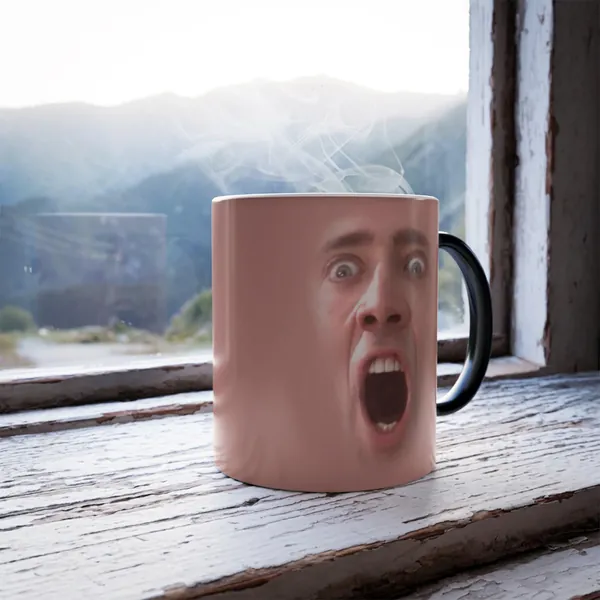 Nicolas Cage Face Mug - Morphing Magic Mug - Parnk Funny Gag Gift - Coffee Cup