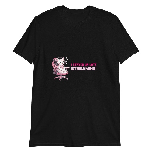 'I Stayed Up Late Streaming' Short-Sleeve Unisex Gaming Twitch T-Shirt - L
