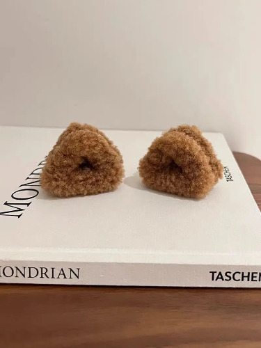 Cozy Cute Bear Plushie Brown Teddy Ear Hair Clips - coffee