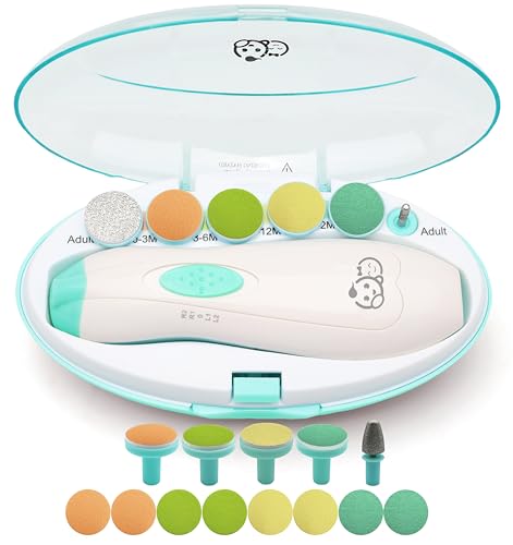 Royal Angels baby Nail Clippers 20 In 1, Safe Electric Baby Nail Trimmer, Baby Nail File Kit, Additional Replacement Heads, Newborn Toddler Toes and Fingernails, Trim and Polish (Pink) - Blue