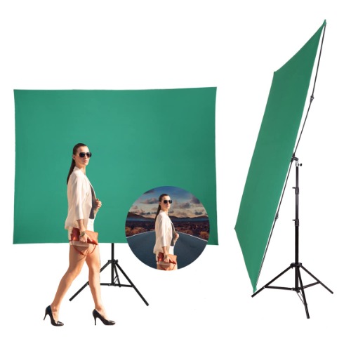 GSKAIWEN 5x6.5ft Chromakey Green Screen Backdrop with Stand,Wrinkle-Resistant Collapsible Background for Live Streaming, Photo Studio Video Shooting
