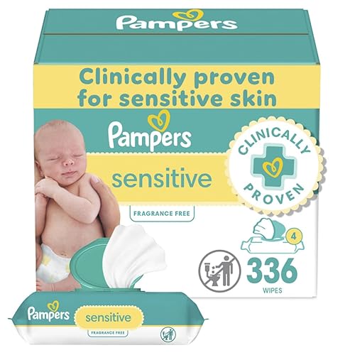 Pampers Baby Wipes Sensitive Perfume Free 4X Pop-Top Packs 336 Count - 336 Count (Pack of 4)
