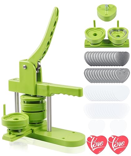 Happizza Heart-Shaped Button Maker Machine, Detachable Heart DIY Pin Button Maker Press Machine Kit, Badge Button Press Machine Pin Maker Machine with Free 100pcs Heart Shape Button Parts - Heart shape