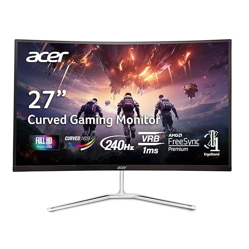 acer Nitro 27" FHD 1920 x 1080 1500R Curved PC Gaming Monitor | AMD FreeSync Premium | 240Hz Refresh | 1ms VRB | VESA Mountable | HDR10 | 1 x Display Port 1.4 & 2 x HDMI 2.0 | EDA270 X2biip - FHD 240Hz - 27-inch