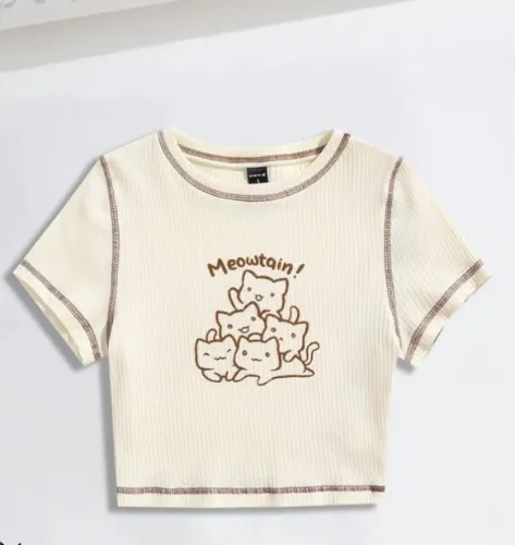 Meow Shirt Cropped