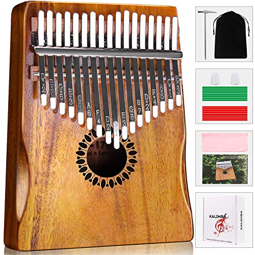 Newlam Kalimba Thumb Piano 17 Keys, Portable Mbira Finger Piano Gifts for Kids and Adults Beginners - Wood