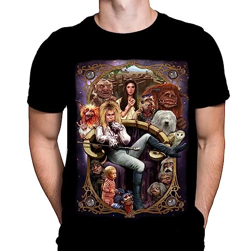 It's Only Forever Labyrinth Mens T-Shirt Gothic Horror Print, Black Cotton T-Shirt, Movie Poster Tee - 3XL - Black
