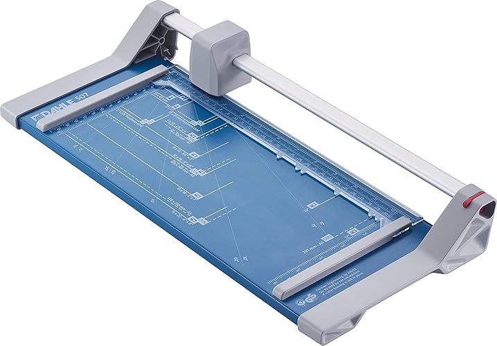 Dahle 507 Personal Rotary Trimmer, 12" Cut Length, 7 Sheet Capacity, Self-Sharpening, Automatic Clamp, German Engineered Paper Cutter - 12" Cut Length