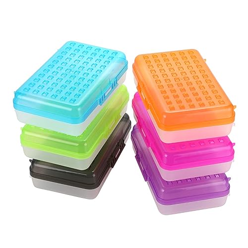 BTSKY Pack of 6 Multipurpose Utility Storage Box with Lid Snap Closure - Large Capacity Pencil Box for School Supplies, Plastic Pencil Case Organizer Box For DIY Beads Supplies - Colorful
