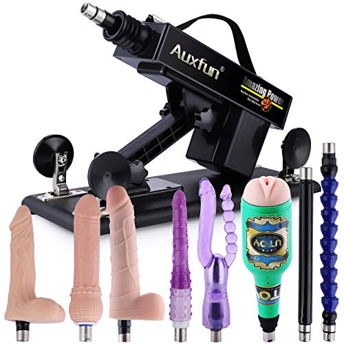 AUXFUN Sex Machine Guns, Automatic Machine Adult Sex Toys Adjustable 3 XLR Connector Love Machine with 8 Attachments for Men Women and Couples