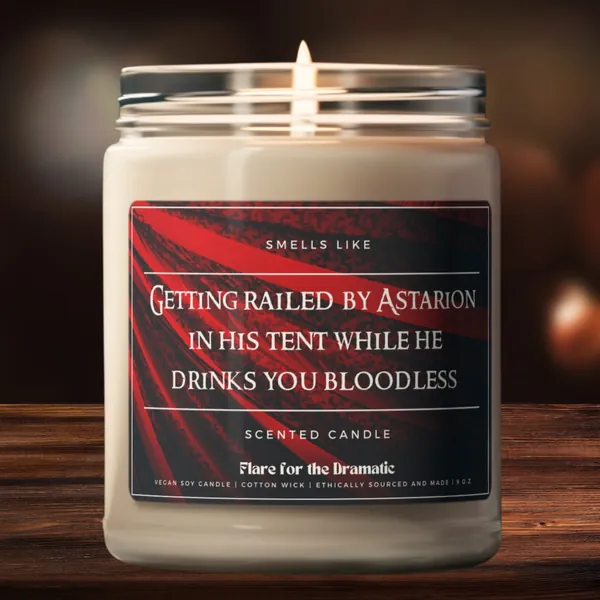 Smells Like Getting Railed by Astarion in His Tent While He Drinks You Bloodless Scented Soy Candle  | Fictional Men, BG3 Astarion merch