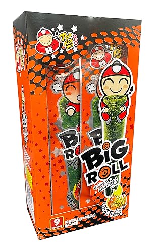 Tao Kae Noi Big Roll Grilled Seaweed Tom Yum Goong, gegrillter Seetang, gegrillter Algensnack Tom Yum Goong, 9 Snackrolls á 3 g, 27 g - 27 g (1er Pack) - Tom Yum Goong