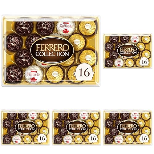Ferrero Collection, 16 Count, Premium Gourmet Assorted Hazelnut Milk Chocolate, Dark Chocolate and Coconut, Mother's Day Gift, 6.1 oz (Pack of 5) - Dark Chocolate - 16 Count (Pack of 5)