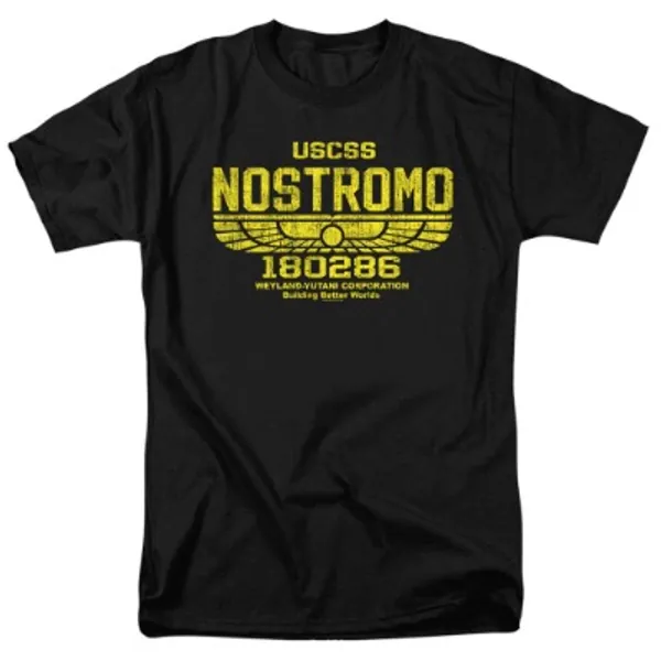 Popfunk Alien USCSS Nostromo Vintage Logo T Shirt & Stickers