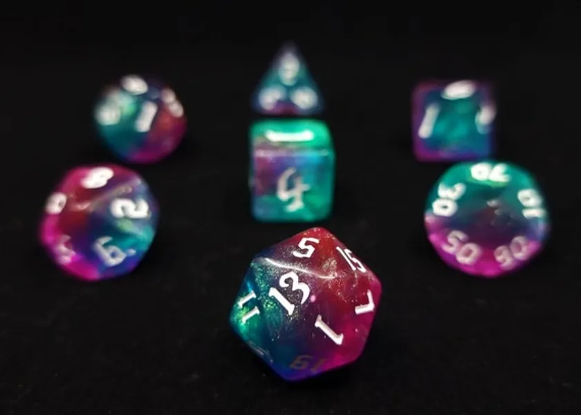 Magic Wand Polyhedral Dice Set  Green and Pink and Blue | Etsy Australia
