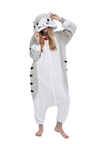 Adult Animal Onesie Pajamas, Men and Women's Animal Cosplay Costume Sleepwear, One-Piece Unisex Homewear - Large - Cheese Cat