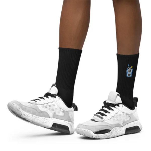 Walkie-Talkie | Blue Embroidered socks