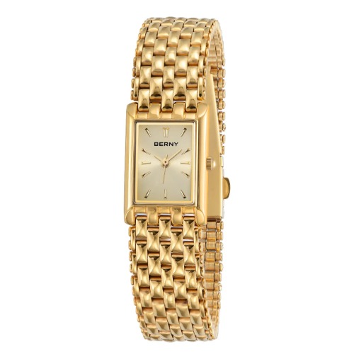 BERNY-Women Quartz Square Gold Watch-2166L | White