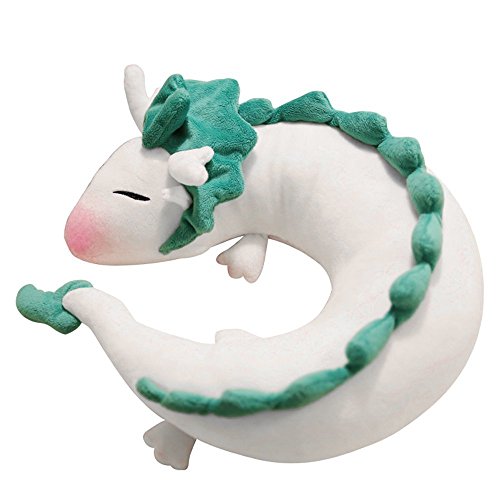 YOUDirect Anime Cute White Dragon Neck Pillow U-shaped Travel Pillow- Doll Plush Toy Haku Dragon Neck Pillow, Soft Plush Dragon Stuffed Doll