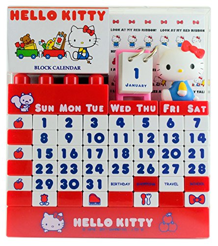 Hello Kitty Figure Block Desk Calendar Red ( Many Years ) Sanrio Japan