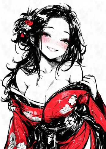 'Sexy Anime Girl Kimono' Poster, picture, metal print, paint by Masaki | Displate