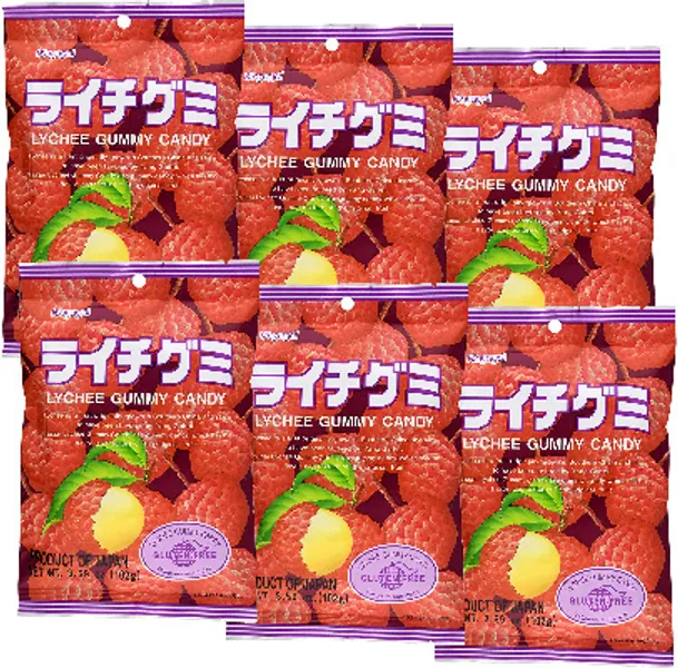 Kasugai Lychee Gummy Candy 3.59oz (6 Pack)