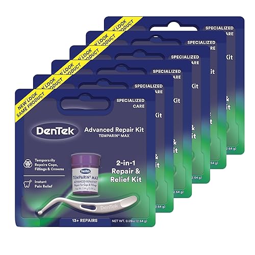 Dentek Temparin Max Repair Kit, 13+ Repairs, 2.64 Grams (Pack of 6)
