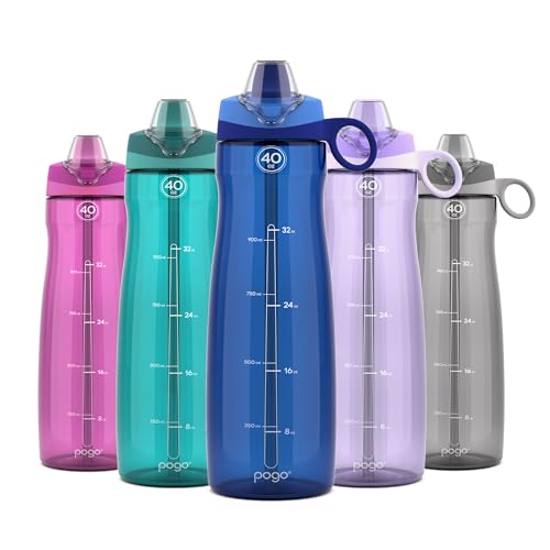 Pogo BPA-Free Tritan Plastic Water Bottle with Soft Straw, 40 Oz, Blue - Blue - 40oz - Straw