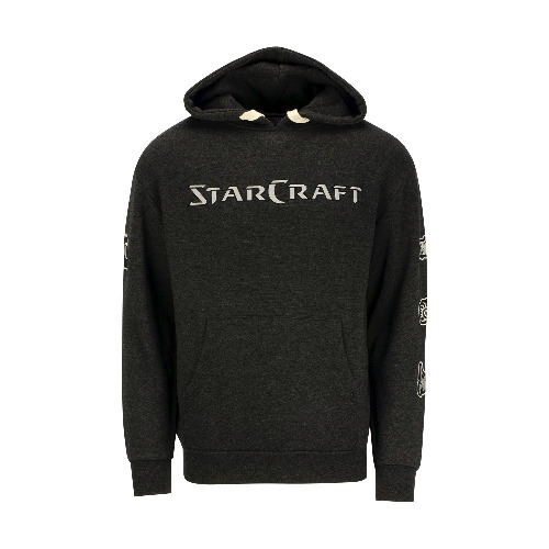 StarCraft Heavy Weight Patch Pullover Heather Black Hoodie | XL