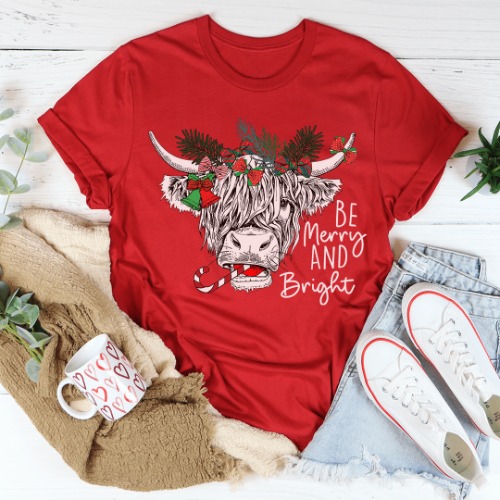 Christmas Cow Tee - Red / L