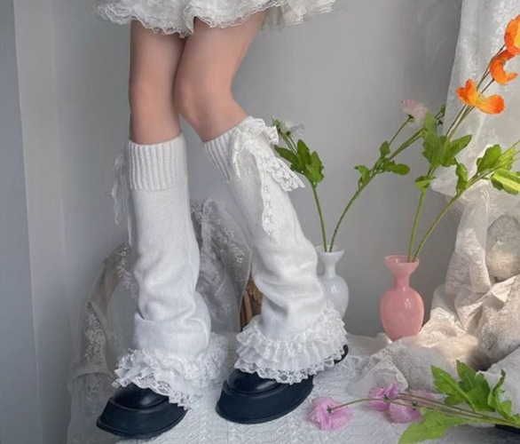 Ruffled White Lace Leg Warmers | Default Title