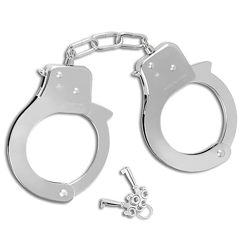 Finduat Metal Handcuffs with Keys, Cop Costume Prop Accessory Party Favors Fake Police Pretend Play Props Party Supplies